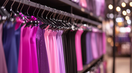 Naklejka premium Abstract blurred background with clothes from the store