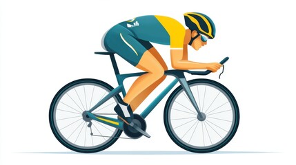 Fototapeta premium Cyclist in Action: A Dynamic Illustration of Road Bike Racing