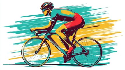 Fototapeta premium Cyclist in Motion: A Dynamic Road Bike Illustration