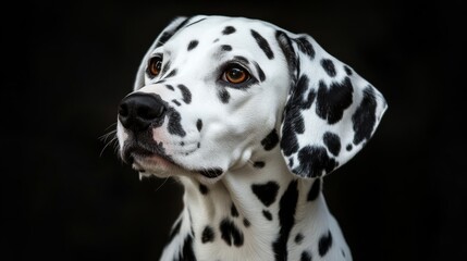Dalmatian Dog Portrait: Black and White Spots