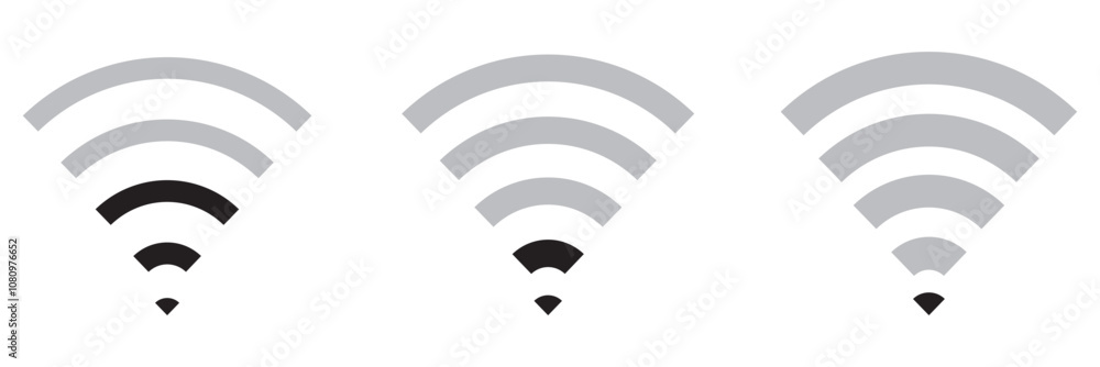 Poster collection of stock vector images depicting symbols and icons related to wireless wi-fi connectivity