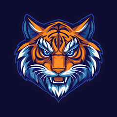 Tiger logo. Angry tiger roar vector art isolated on Dark background, vector illustration. Tiger head mascot team logo