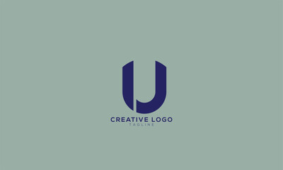 IJ JI IU UI Abstract initial monogram letter alphabet logo design