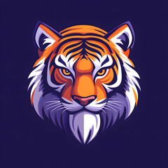 Tiger logo. Angry tiger roar vector art isolated on Dark background, vector illustration. Tiger head mascot team logo