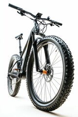 Black fat tire bike with orange accents.