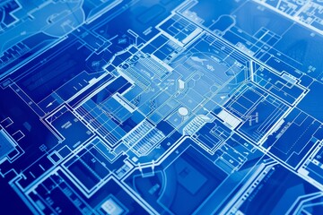 A detailed blueprint for a medical facility with numerous rooms and equipment A blueprint plan for a cutting-edge medical facility