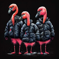 Naklejka premium hipster flamingos