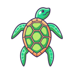 Sea Turtle Illustration: This adorable green sea turtle with a charming smile is a perfect addition to any project needing a touch of cute marine life.  
