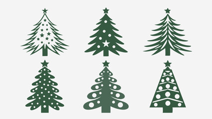 Christmas Tree Icons: A festive set of eight unique Christmas tree icons in green and gold, perfect for adding a touch of holiday cheer to your designs.

