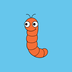 Happy Worm on Blue Background 