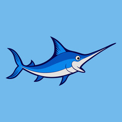 Happy Marlin Cartoon Illustration 