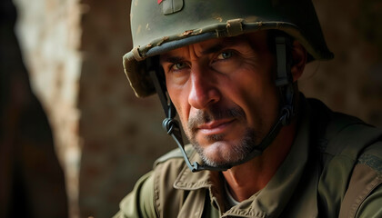 Naklejka premium Soldier in the Field 