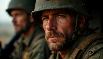 Fototapeta premium Military Personnel Focused