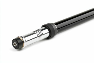 Closeup of black and silver bike pump.