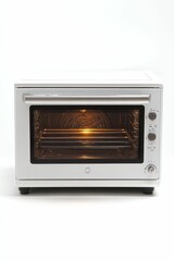 Fototapeta premium White oven with interior light on.