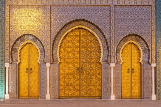 F&egrave;s magnifiques portes du palais royal dans la ville historique du maroc