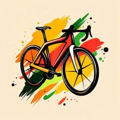 Fototapeta premium Bicycle illustration on a colorful background, perfect for logo and icon designs related to cycling and outdoor sports.