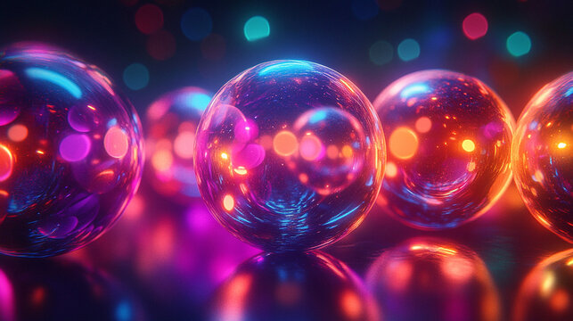 Tapeta kolorowe kule 3d, tło generative ai 