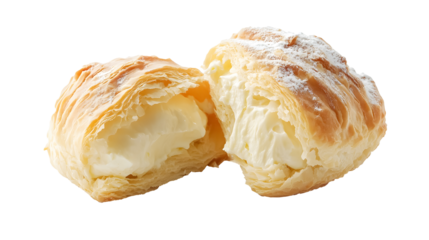 Simple white pastry with simple presentation on a transparent background. isolated background.