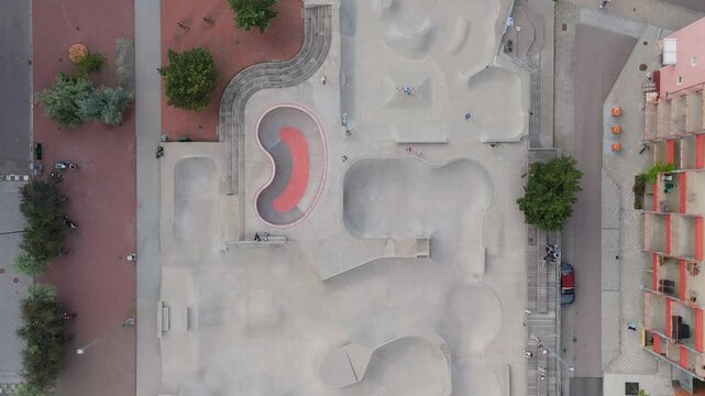 Public skateboard  park Malm&ouml; Sweden arial view 