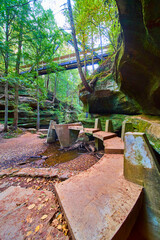 Woodland Bridge and Stream on Old Mans Cave Trail Eye-Level View