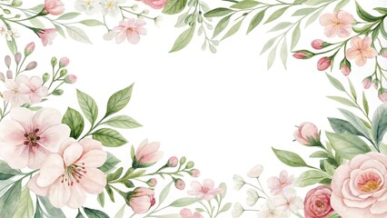 Obraz premium Delicate watercolor floral pattern with soft petals and greenery, soft, floral arrangement