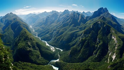 Fototapeta premium Majestic Peaks of the Sierra Madre Mountain Range with Lush Forests