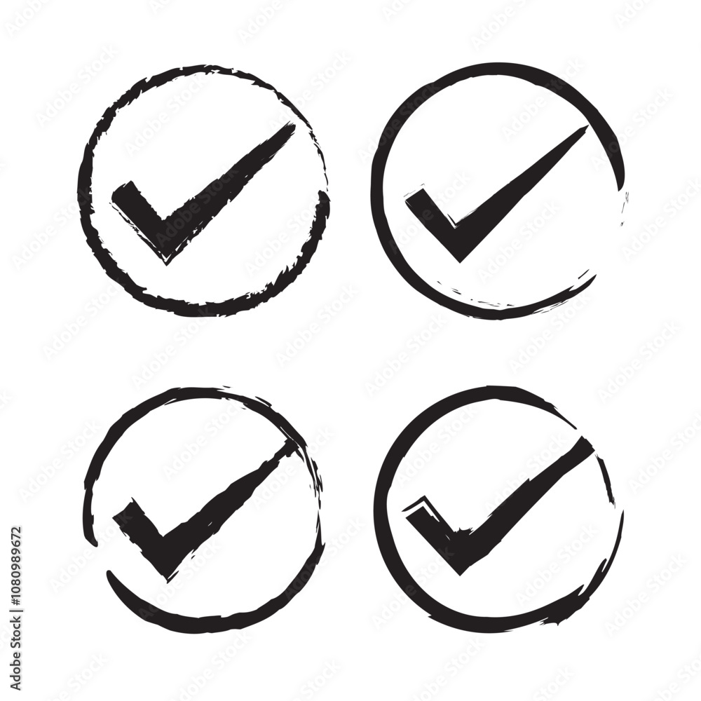 Poster set of different black check marks vector. voting vector icon. choice vector icon. confirmation symb