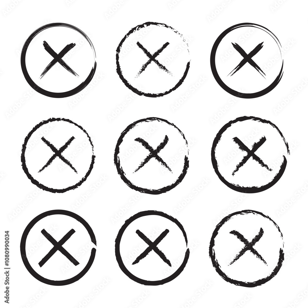 Poster cross black icon vector isolated on white background. x text for symbol or mark decoration element o