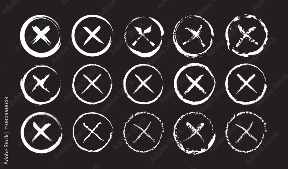 Poster cross black icon vector isolated on black background. x text for symbol or mark decoration element o