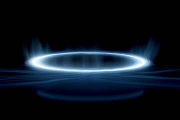 Abstract white halo element on black background