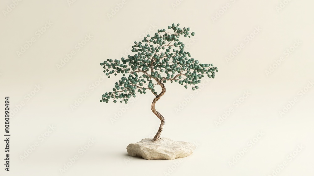Poster delicate artistic representation of a bonsai tree on a soft background showcasing nature's intricaci