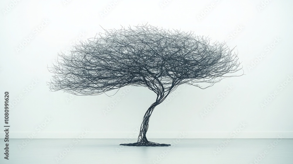 Aufkleber abstract representation of a tree made from twisted branches showcasing simplicity and minimalism in