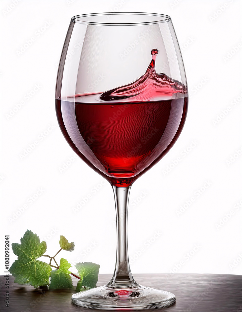 Aufkleber dynamic red wine splash in a clear glass against a gradient background. generative ai