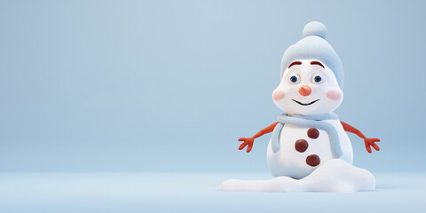 Festive Snowman Illustration for Christmas. 3d render