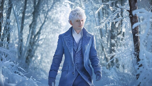 Jack Frost Walking Through a Frozen Forest