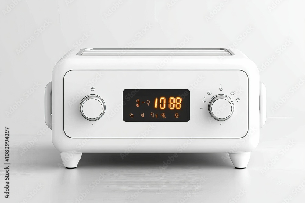 Poster white appliance with a digital display.