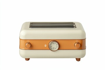 Obraz premium A retro-style toaster in cream and orange.