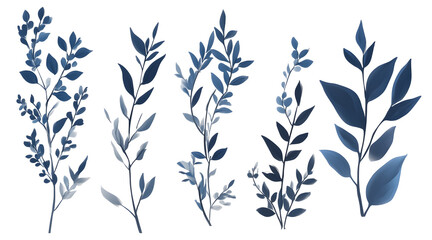 Sleek geometric botanical accents stylish on a transparent background. isolated background.