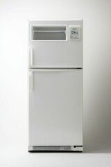 White refrigerator on white background.