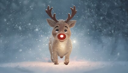 Rudolph in a Snowstorm with His Nose Glowing Brightly