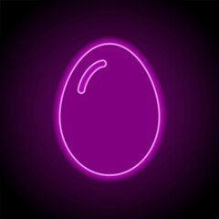 Egg simple icon vector. Flat design. Purple neon on black background