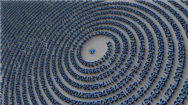 Set of 2 abstract circular rotating infinity Pi, &pi;, number background animations with 3D shadows, 2D and 3D view versions included, concepts, ideas, 4k