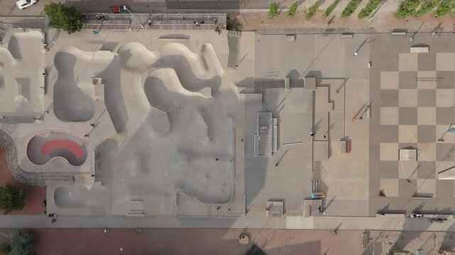 Public skateboard  park Malm&ouml; Sweden arial view 