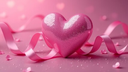 Fototapeta premium Balloon heart. Set of shiny pink balloons