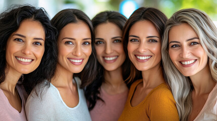 Obraz premium Women Smiling in a Welcoming Pose Creating a Friendly Atmosphere