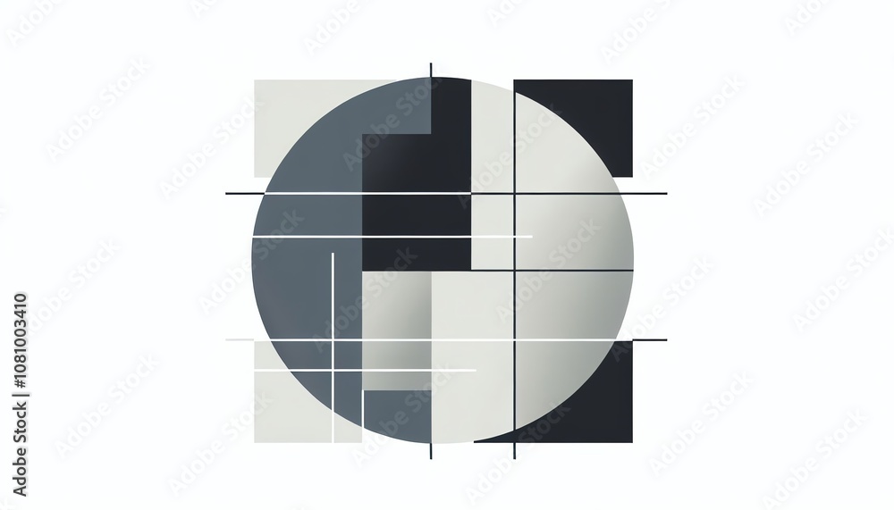 Poster abstract geometric design featuring a circular shape and contrasting colors against a light backgrou