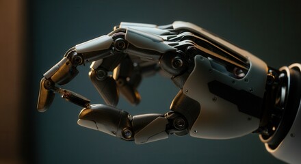 Futuristic robotic hand technology in close-up view