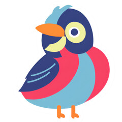 Stylized Bird with Vibrant Colors on White Background