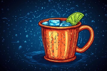 Cocktail glasses with colorful layered drinks, ice cubes, and garnishes on a vivid backdrop, great for summer festivals, bar decor, and marketing